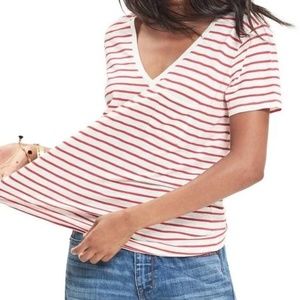LAST CHANCE! ♻Madewell Whisper Striped Red White V-neck Tee